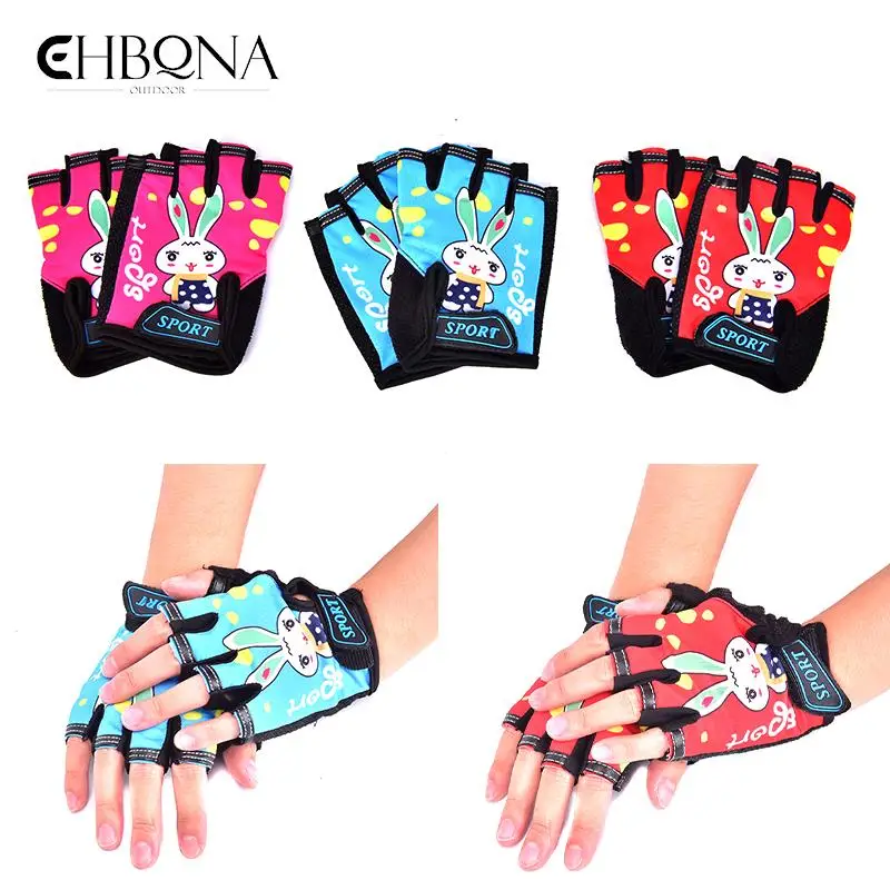 1Pair Children Cycling Gloves Half Finger Skate Child Mountain Bike
