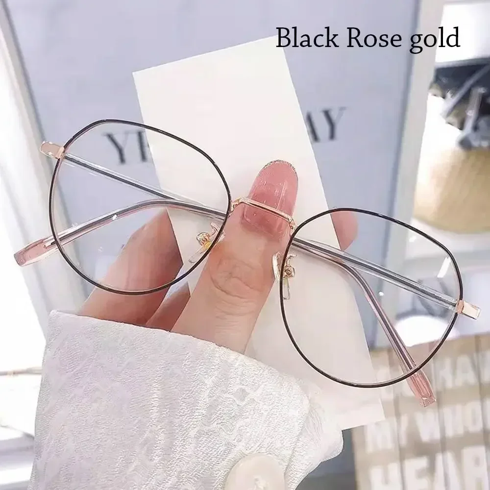 Retro Chic Anti-Blue Light Oval Metal Frame Designer Glasses