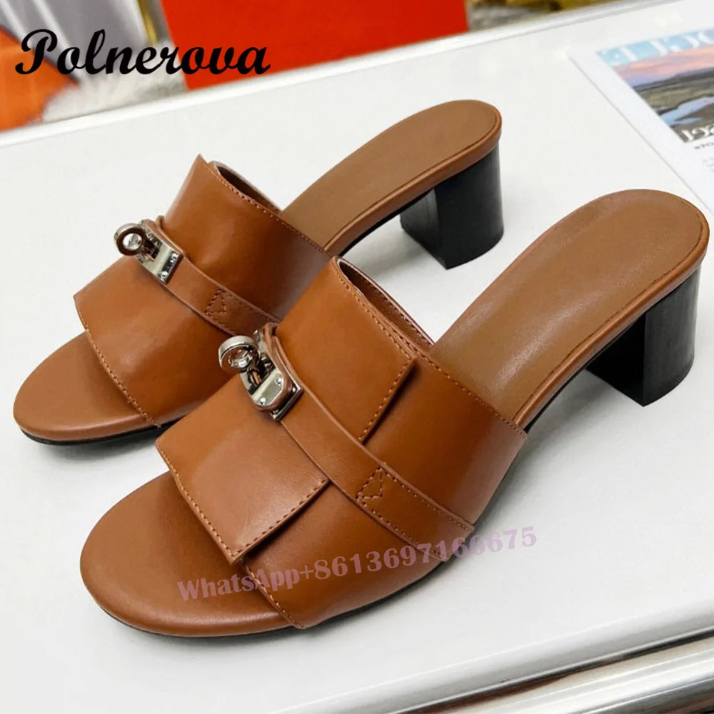 

Ladies Summer Heels Slippers Women Luxury Outdoor Brown Beach Mules Casual Fashion Sandals Brand Design Slides Shoes for Woman