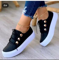 Summer New Women Shoes Fashion Round Toe Platform Shoes Plus Size 42 Casual Sneakers Lace Up Flats Woman Slip on Tennis Shoes 2