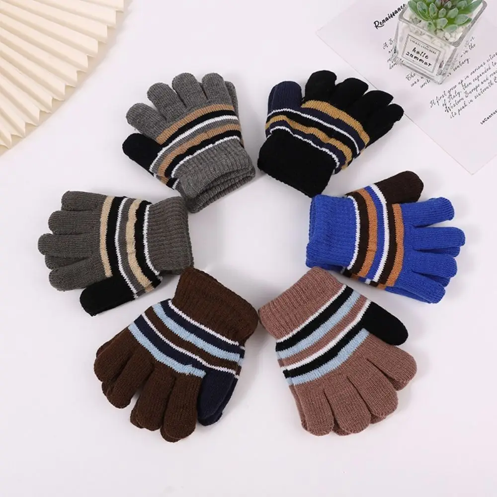 

Thick Kids Gloves Cartoon Fingerless Knitted Knitting Mittens Fingerless gloves Boys Girls