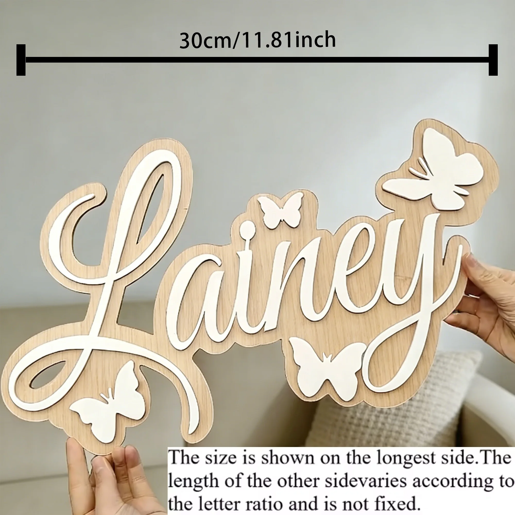 1Pc Custom Name Butterfly Style Wooden Name Plaque,Home Room Office Wall Door Decor,DIY Paintable,Nursery Birthday Wedding Gift 5