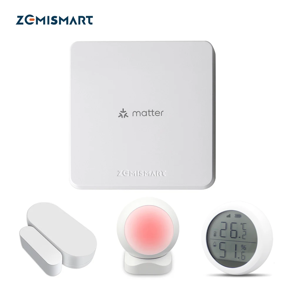 Zemismart-porta Inteligente Sensor Pir Matter Thread Hub Zigbee Temperatura Umidade Vida Inteligente Google Home App Controle Remoto