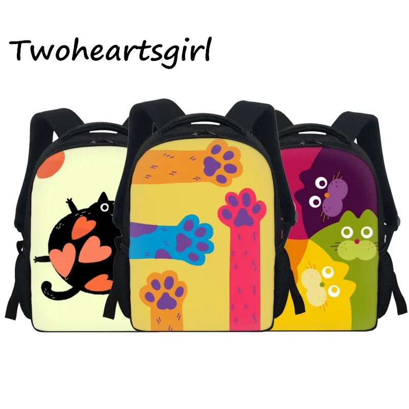 

Twoheartsgirl Cartoon Cat Design Back to School Kids Mini Schoolbags Primary Students Backpacks Preschool Children School Bags