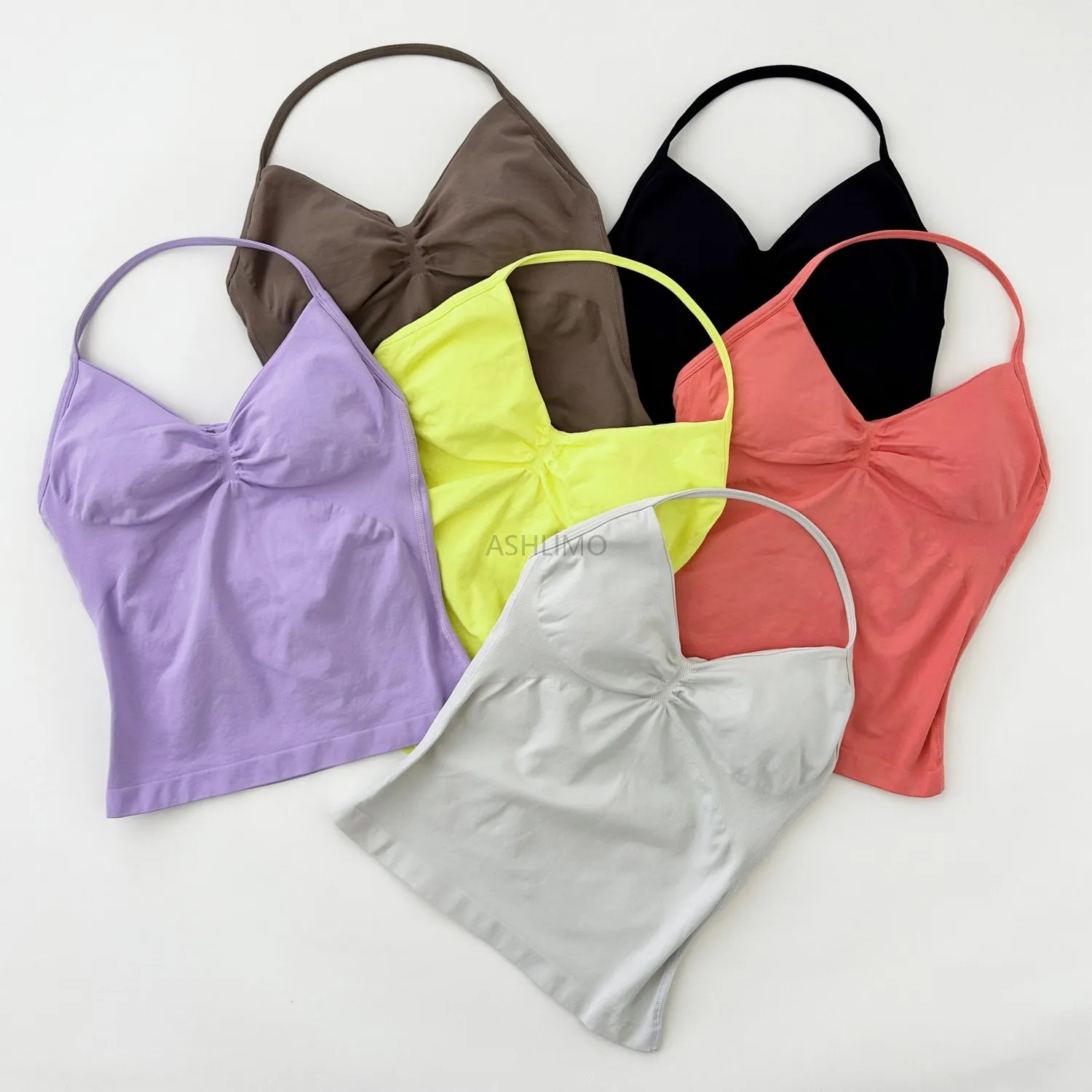 Impact Longline Strappy Top With Logo Backless Gym Clothes Women Scrunch Built-in Bra With Removable Cups Yoga Tank Tops 6
