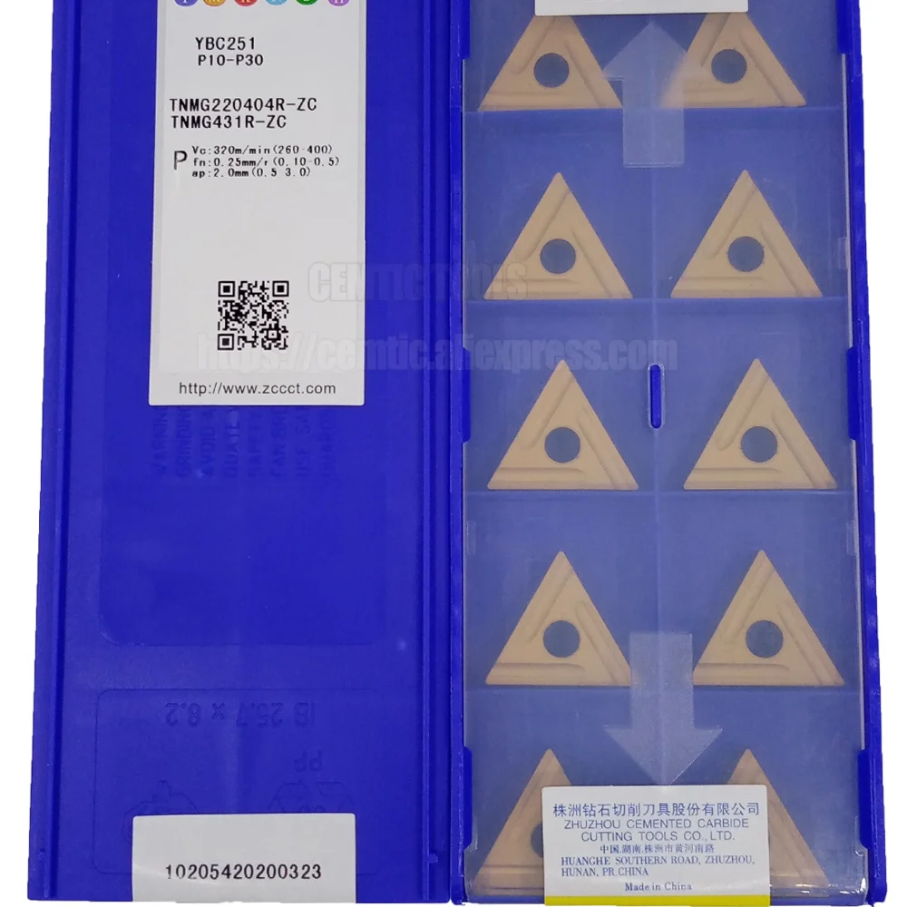 

ZCC 10pcs/lots YBC251 TNMG220404R-ZC TNMG220408R-ZC CnC Carbide Turning Inserts Cutting Blade Tools