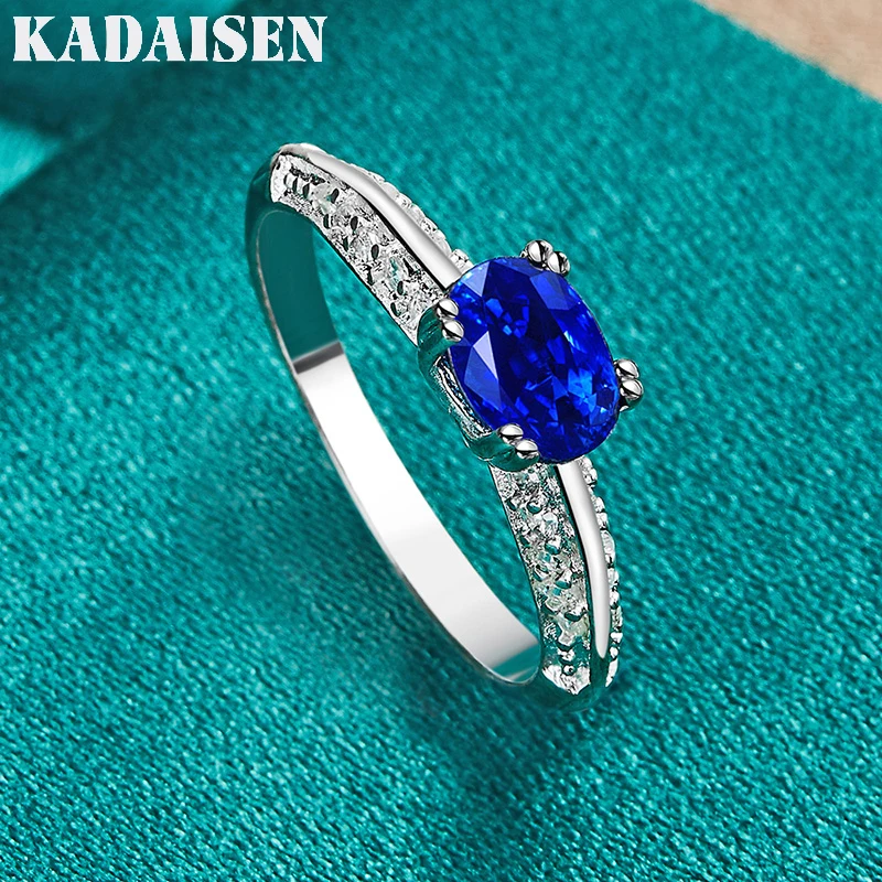 Elegant Blue Zircon and 925 Sterling Silver Ring for Women - Perfect for Weddings and Parties