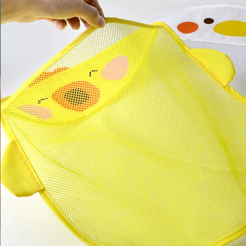 New Cartoon Yellow Duck Baby Bathroom Mesh Bag Sucker Design For Bath Toys Kids Animal Shapes Cloth Sand Toys Storage Net Bag 3