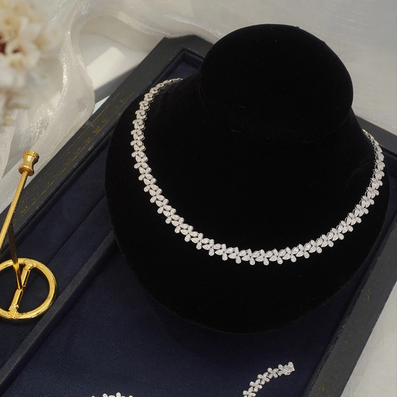 Aazuo 18K White Gold Real Diamonds Senior Banquet Jewelry Set Weave Necklace Bracelet Gift For Women Engagement Wedding Party 4 Aazuo 18K White Gold Real Diamonds Senior Banquet Jewelry Set Weave Necklace Bracelet Gift For Women Engagement Wedding Party - Image 4