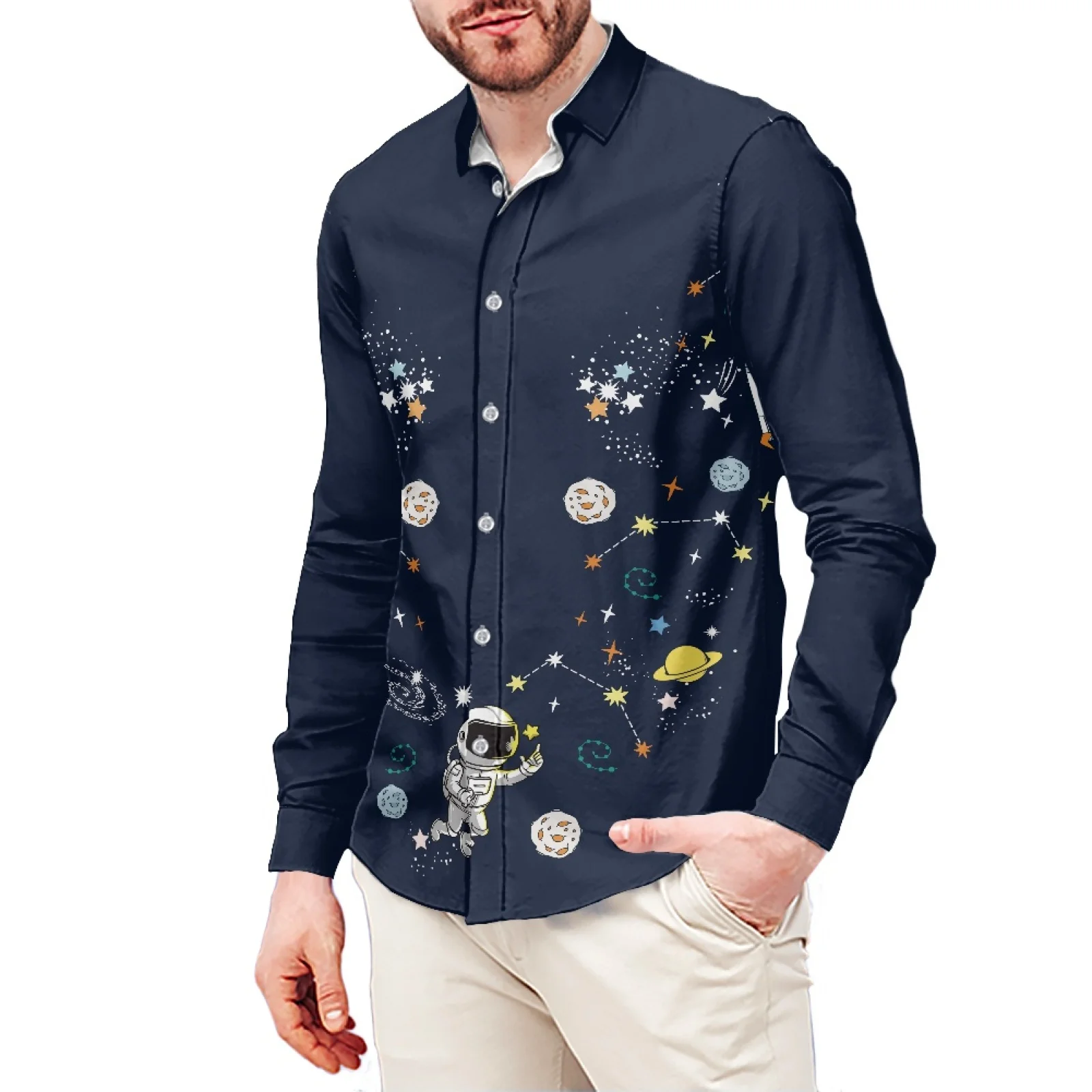 

Рубашка мужская с воротником-стойкой и длинными запонками