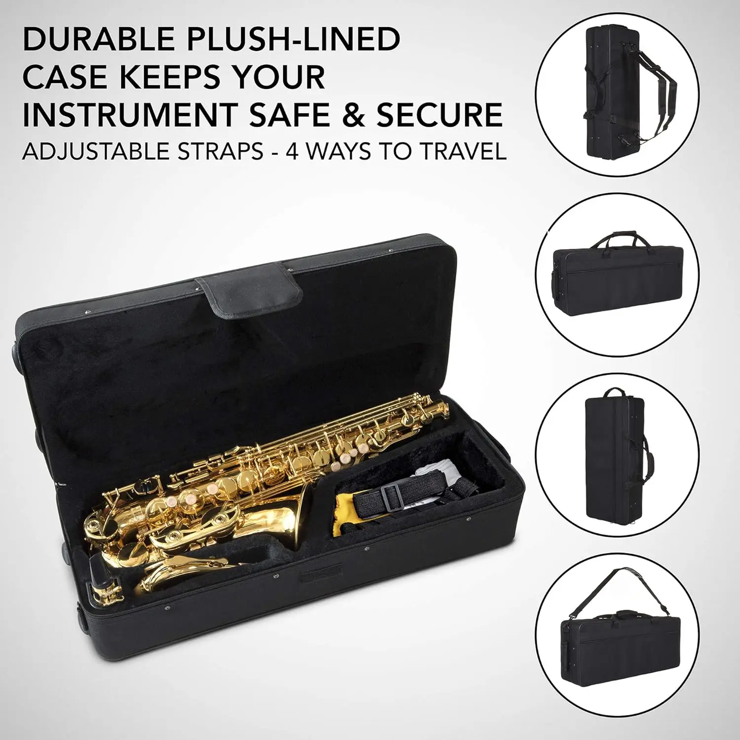 Saxophone E Flat Brass Sax Kit, Professional Sound, Complete Accessories, Ideal for All Players, Includes Hard Case, 10 Ext
