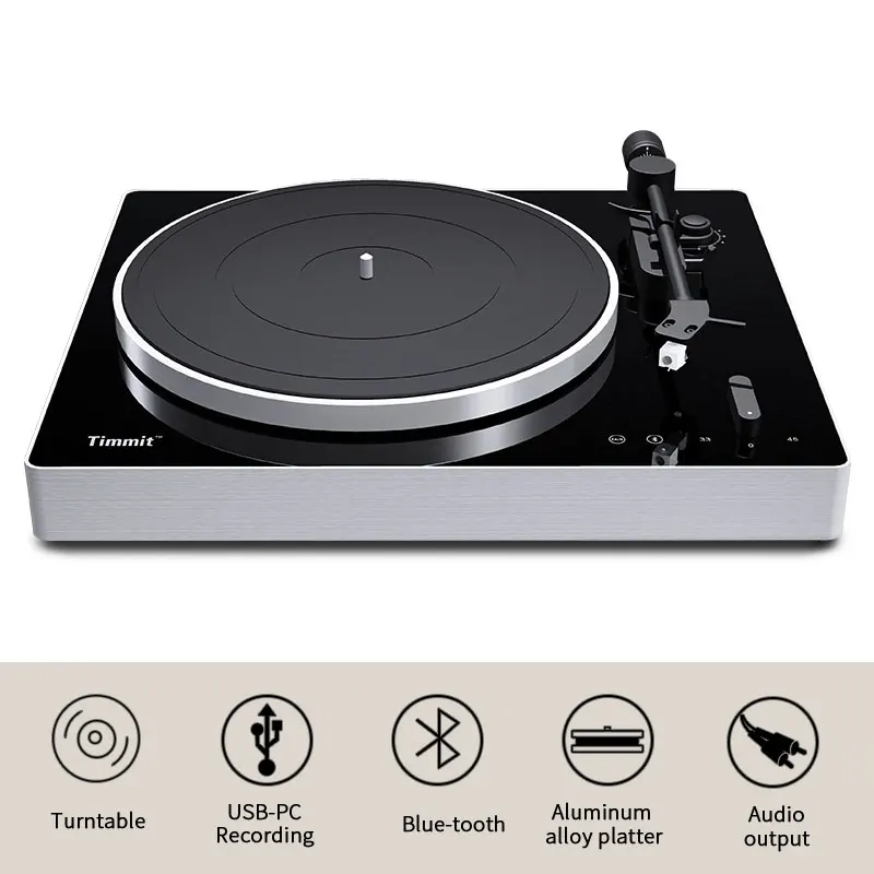 ヤマト Timmit Turntable Vinyl Record Player with Bluetooth Transmitter and