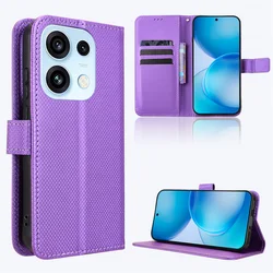 Elegant Leather Flip Wallet Case with Magnetic Closure and Book Cover Holder - OPPO Reno16 FS 5G (Purple)