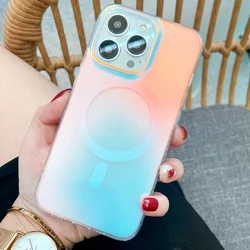 Magnetic Aurora Gradient Laser Discoloration Hard Frosted Phone Case - iPhone 16 Pro (GradientCX)
