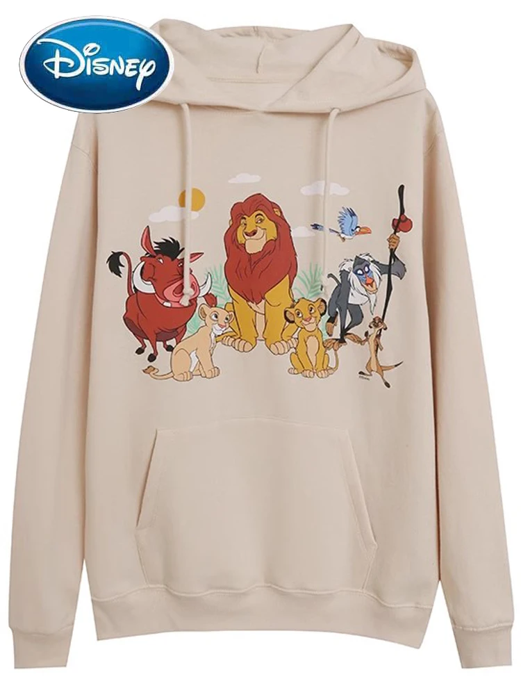 

Disney Sweatshirt The Lion King of the Jungle Simba Nala Pig Cartoon Print Women Long Sleeve Hooded Pullover Fleece Jumper Tops