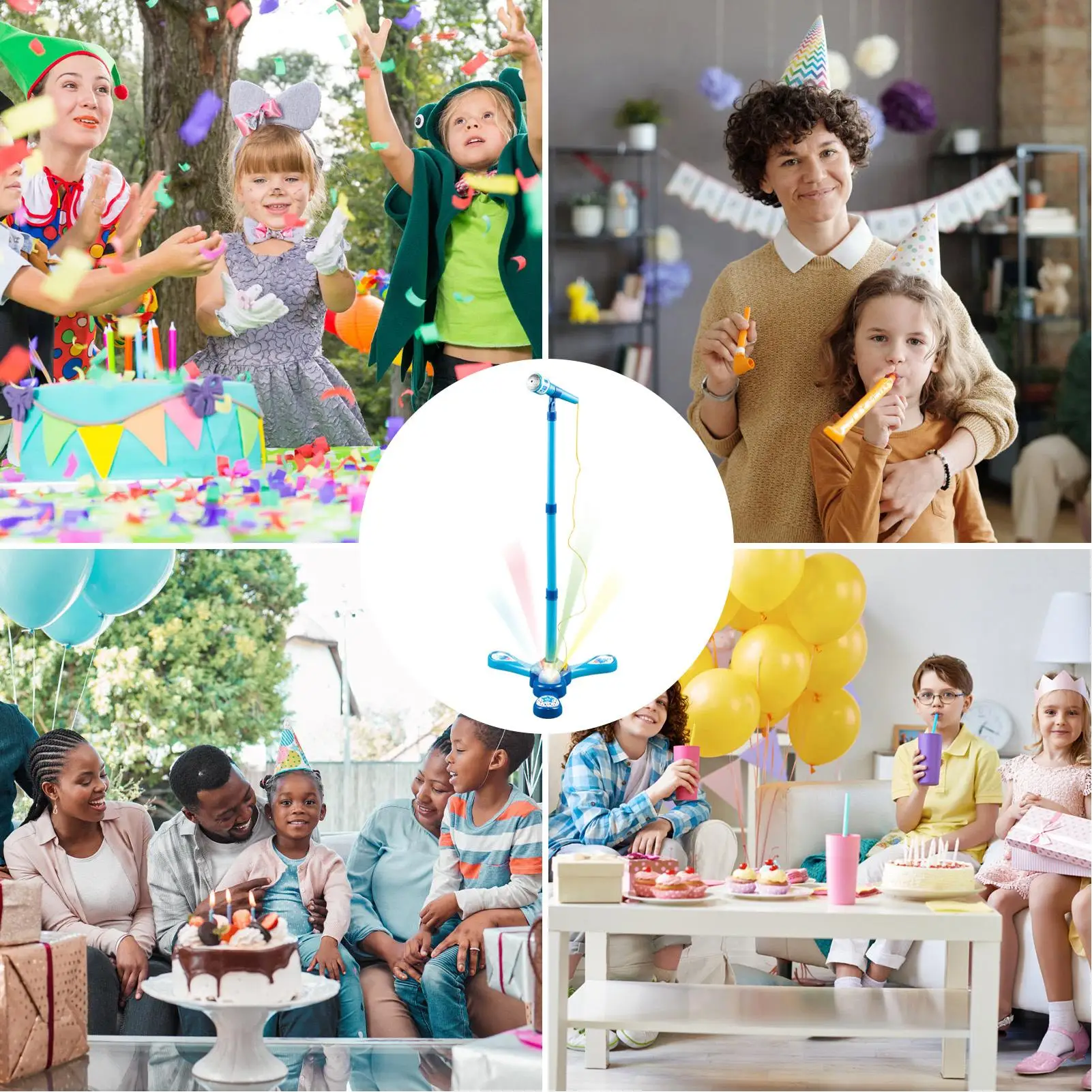 어린이를 위한 에코 마이크, 빛과 함께하는 인터랙티브 컬러풀 음악 노래 장난감, 카라오케 마이크 장난감, 소년 소녀를 위한 재미있는 용품