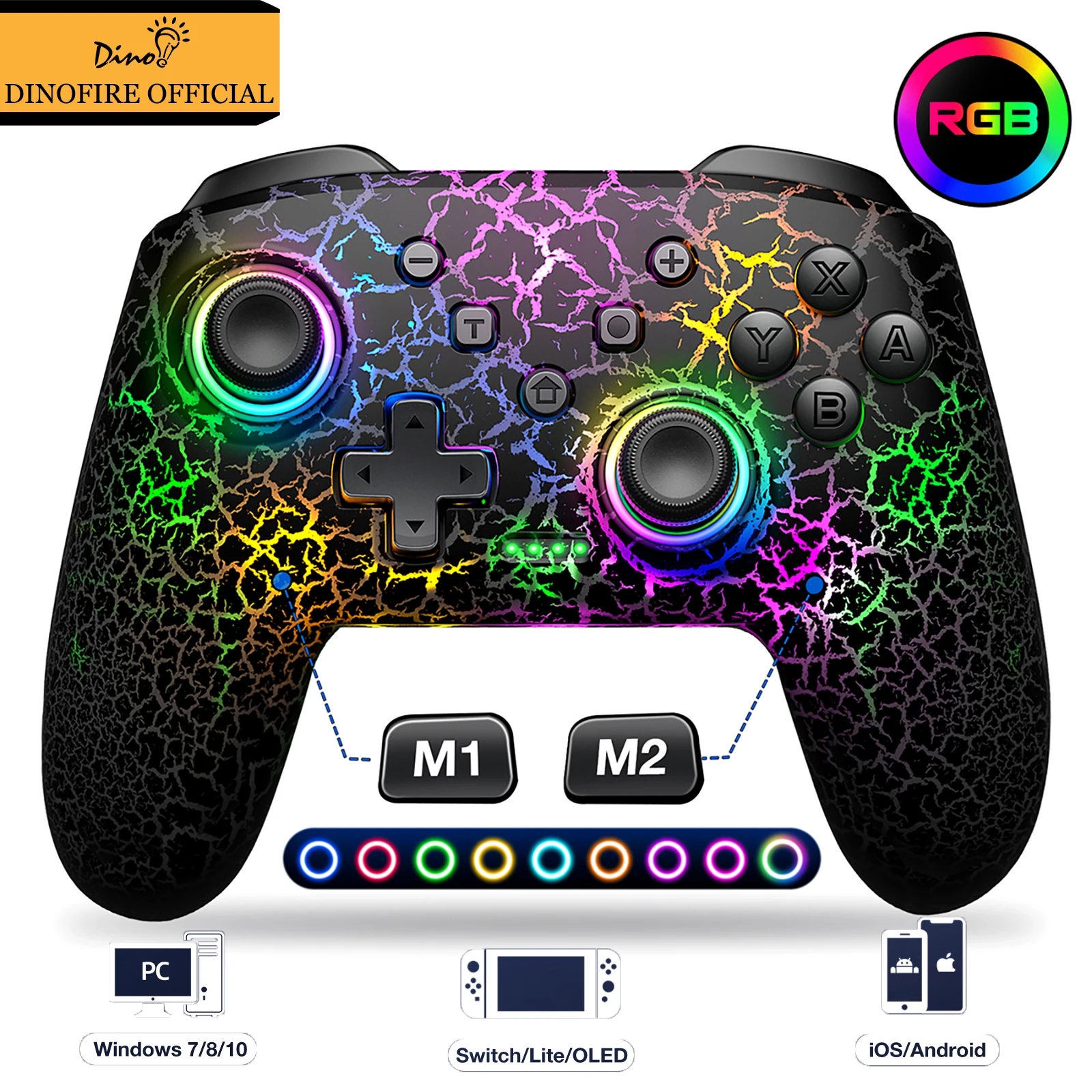 Dinofire-Gamepads sem fio para Nintendo Switch, Gamepads, Switch, Lite, OLED com mouse, Touch Feeling, programável, Função Turbo