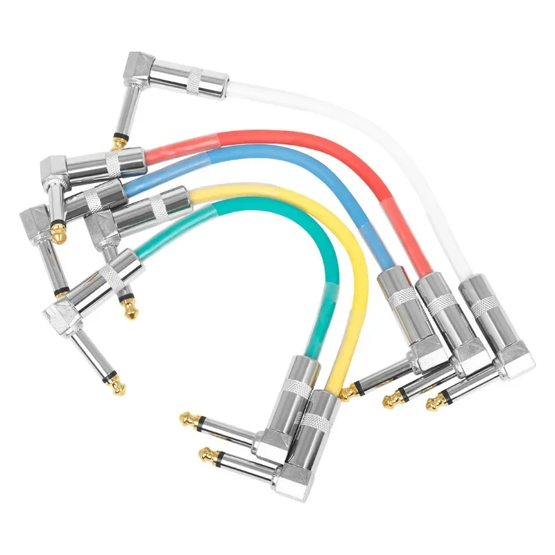 

3pcs Guitar Effect Pedal Instrument Patch Cable 1/4" Silver Right-angle Plug Black PVC Jacket Acoustic Guitar Guitar Amplifier