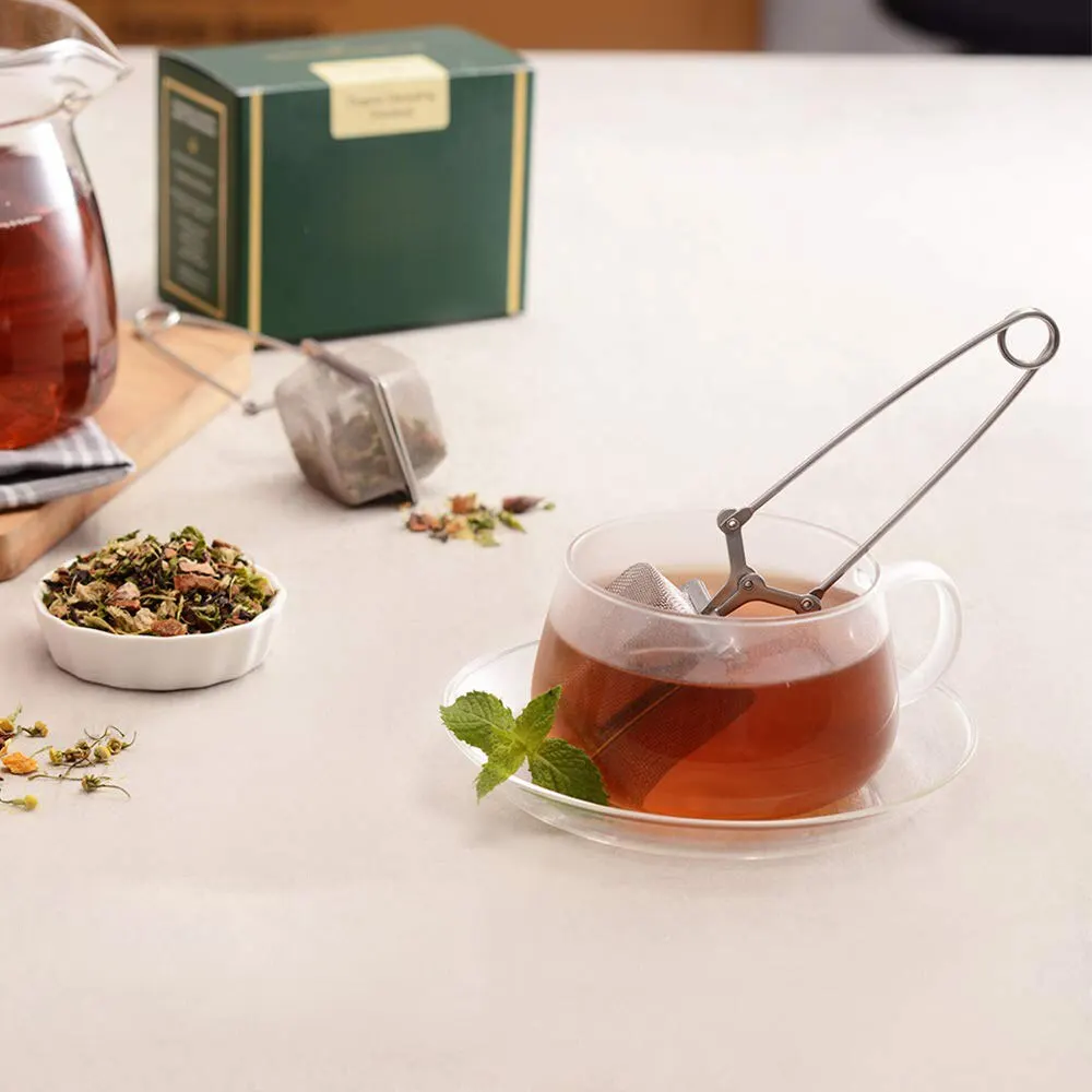 Tea infuser Tea strainer Tea maker Tea filter Square Stainless Steel Tea Infuser Imperial Tea Maker Reusable Cup Strainer Loose Leaf Spice Filter with Fine Mesh