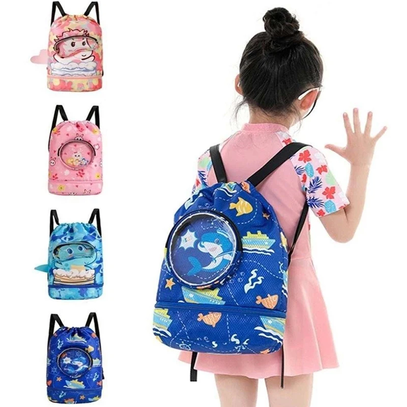 Dry Bag Waterproof Bag Swimming Bag Childrens Cartoon Swimming Waterproof for Kids Women Wet Dry Clothes with Shoes Goggles Storage Pouch Pool Sports Backpack