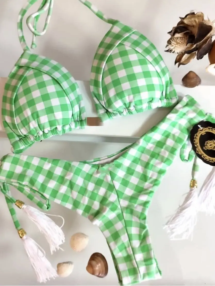 

2023 Sexy Bikini Floral Print Swimwear String Bikini Set Push Up Swimsuit Bikinis Women Biquini Beach Bathing Suit Women