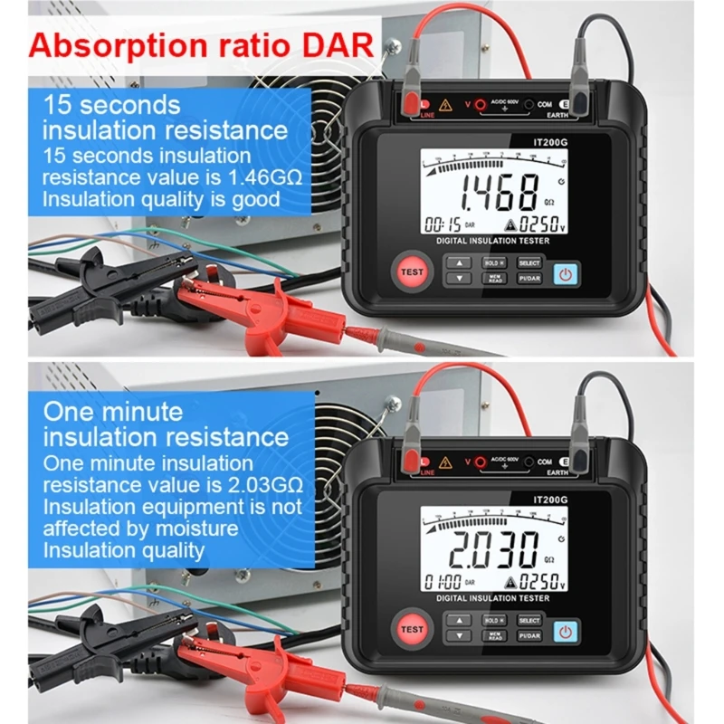 MESTEK Megohm Meter 1MΩ-200GΩ 저항 테스트 미터 디지털 절연 저항 테스터 LCD 디스플레이 Megohmmeter
