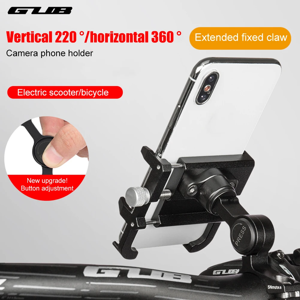 Bicycle Accessories Bicycle Bracket Motorcycle Bike Phone Holder Aluminum Alloy Cell Phone Holder Rotatable Adjustable Anti-slip