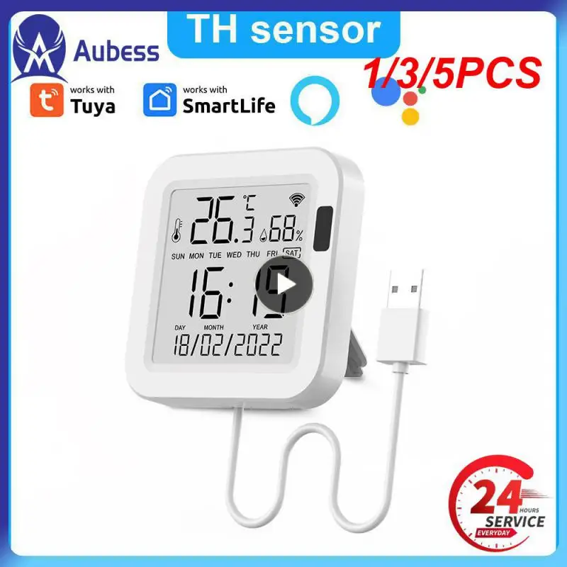 

Датчик температуры и влажности Tuya 1/3/5 шт., смарт-датчик с подсветкой для умного дома, var WiFi SmartLife, работает с Alexa