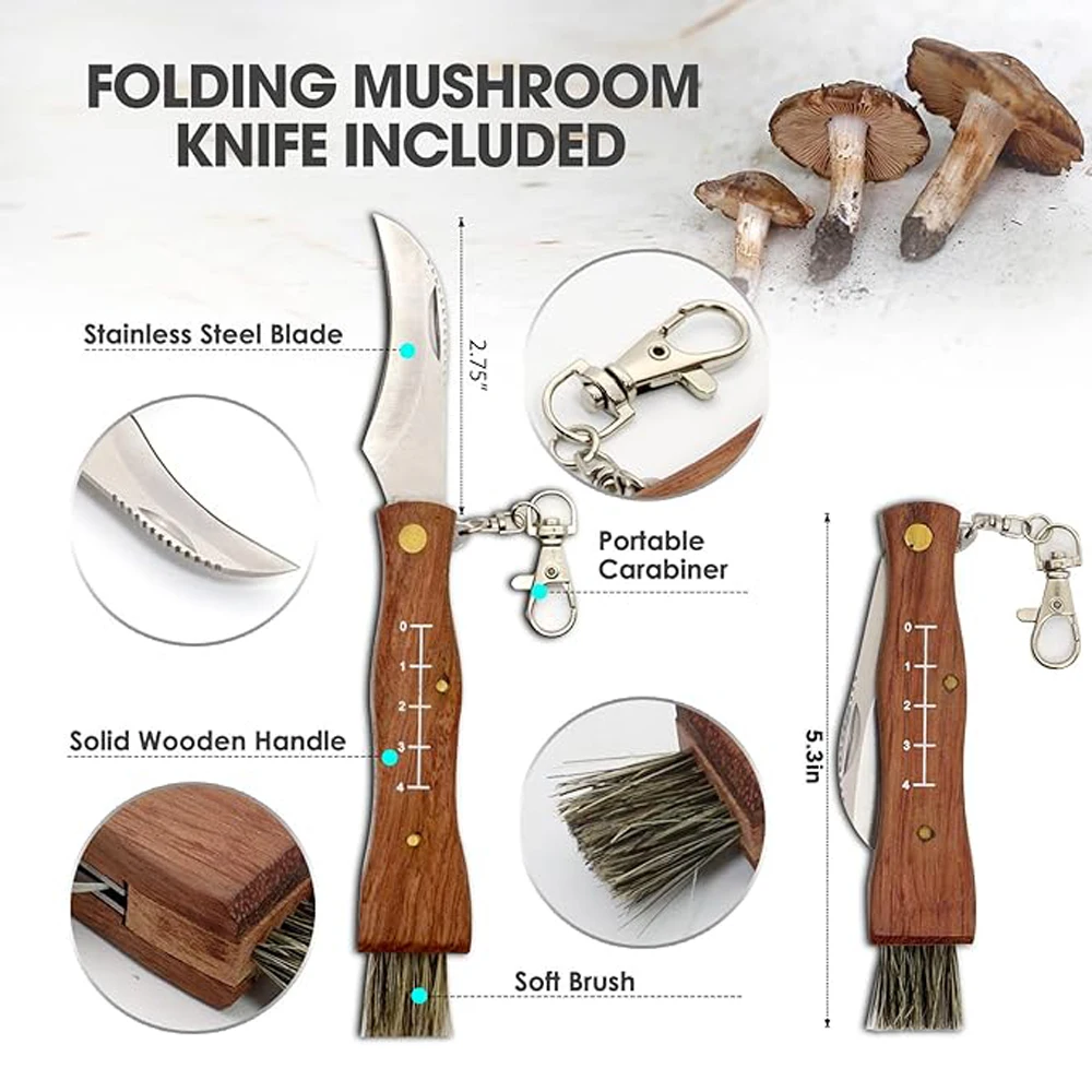 Folding Knife Grady Fung Mushroom Rosewood Body Stainlees Steel Blade for EDC Camping BBQ