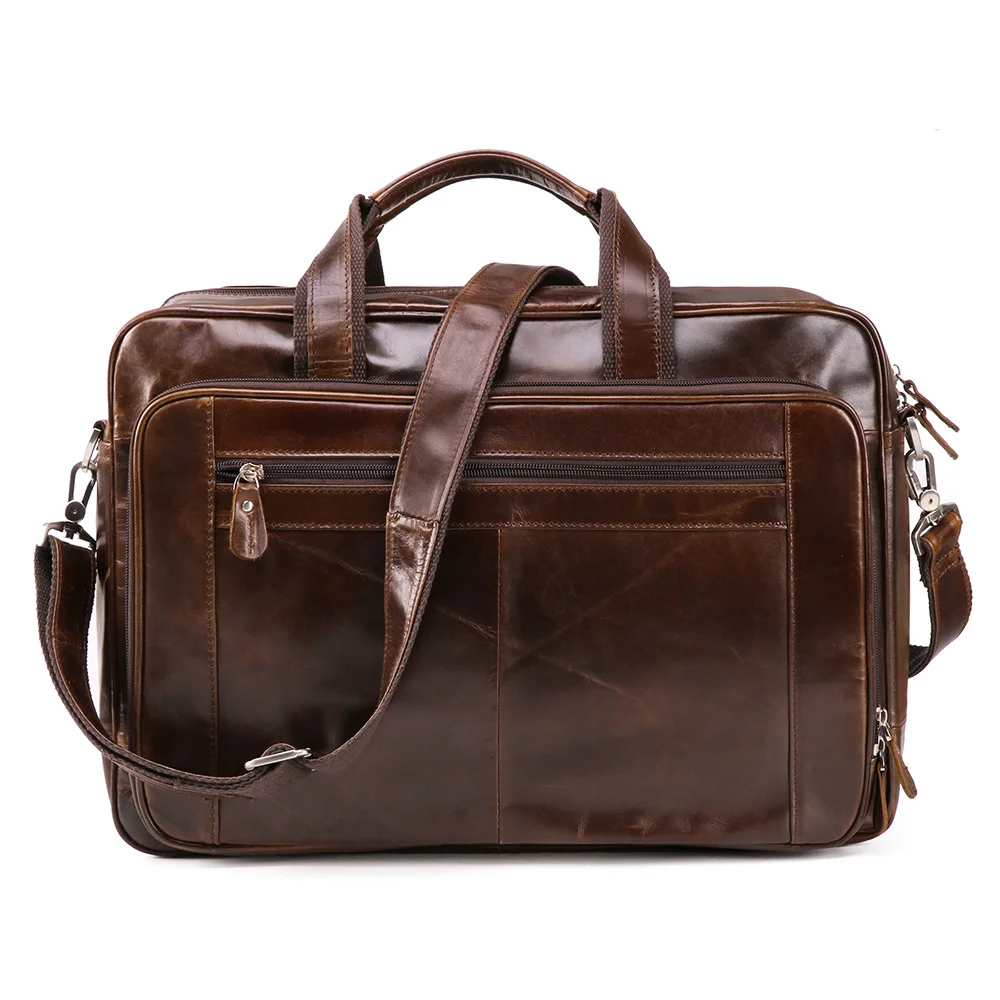 

Luxury Men Genuine Leather Briefcase Business Messenger Bag Totes for Documents 15.6" 17" Laptop s Shoulder New