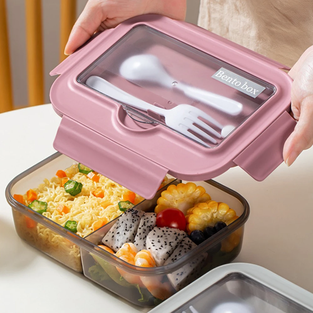 1PC Office Lunch Box Can Be Microwave Heated Lunchbox Rectangular Plastic Lunchbox 2