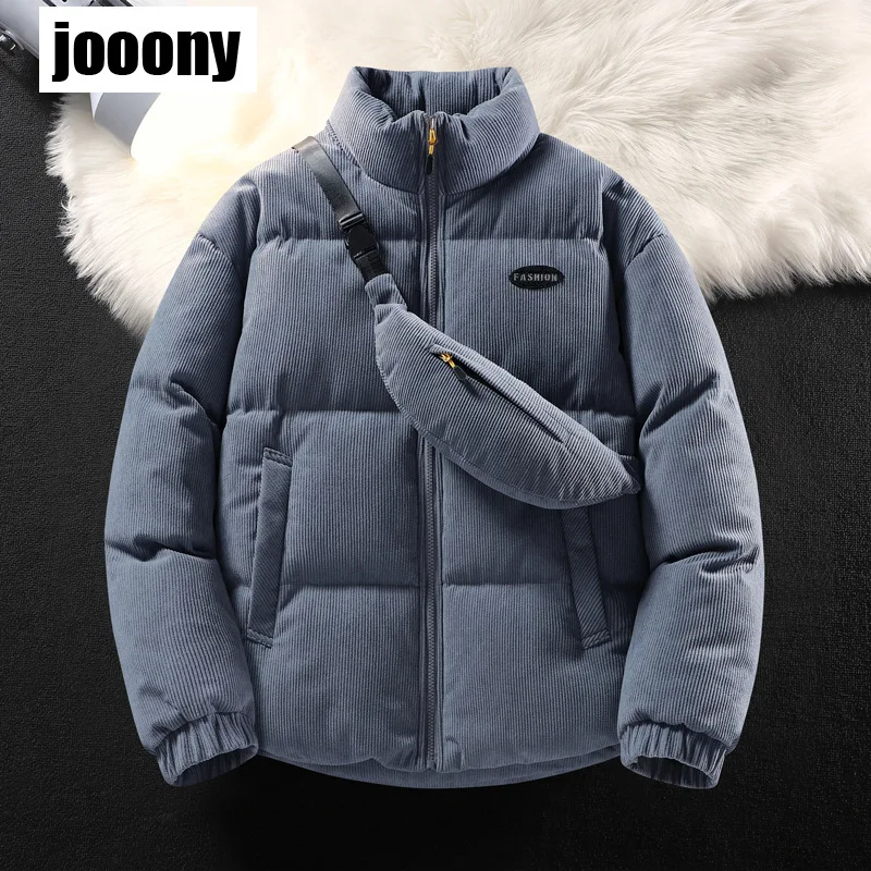 

Autumn Winter Casual Jackets Teens Clothes 2023 Men Corduroy Coats With Chest Bag Thick Warm Cotton Padded Male Jackets Puffer