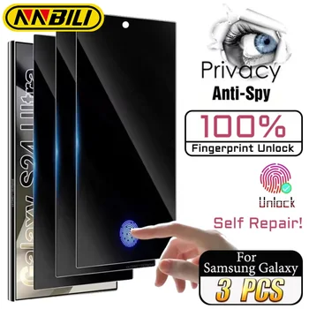 NNBILI Pellicola autoriparante da 3 pezzi per Samsung Galaxy S26 Ultra S25 S24 S23 S22 S21 S20 Plus Protezione per la privacy dello schermo Sblocco non in vetro