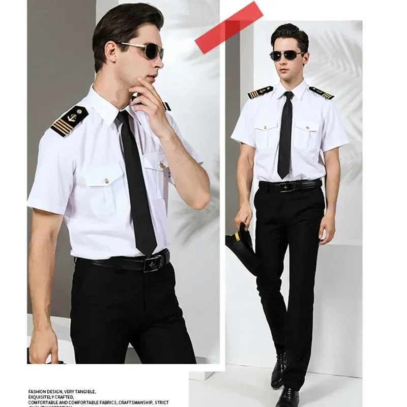 

Officer For Grade White Pilot Flight Top Air Nightclub Shirt Force Male Attendant Captain Navy Noble Aviation Uniform