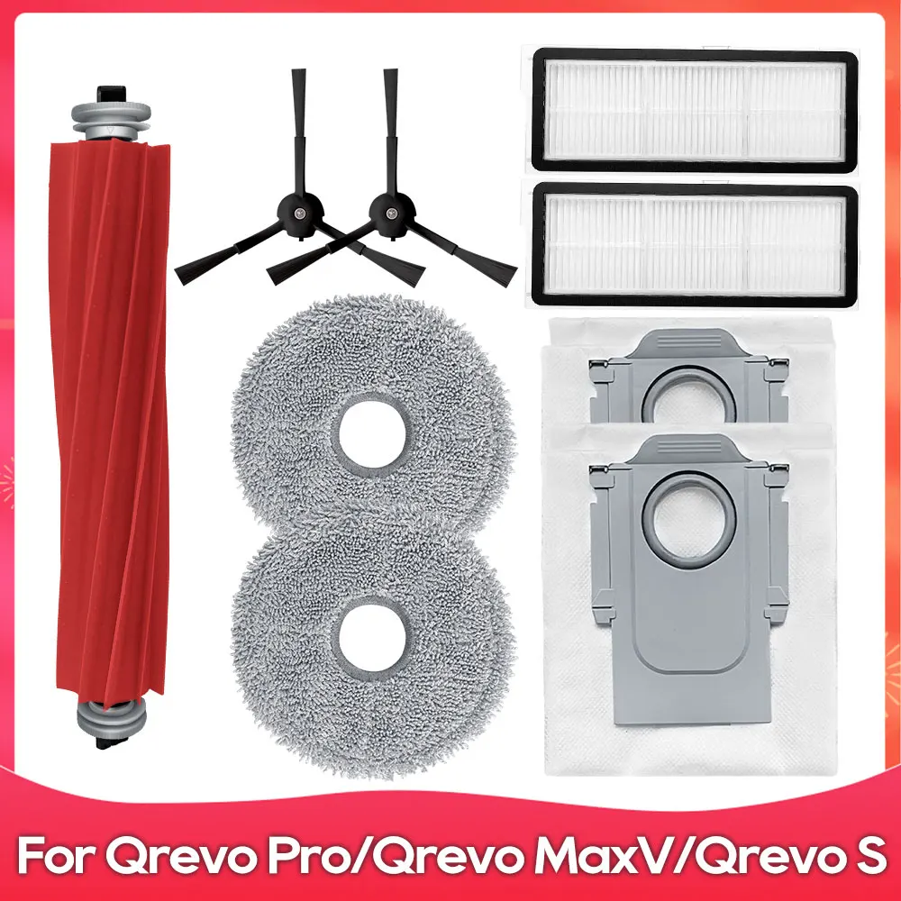 Set Accessori Roborock Qrevo S/Pro/Plus/MaxV – Spazzole, Filtri, Panni E Sacchetti – 17 Pezzi