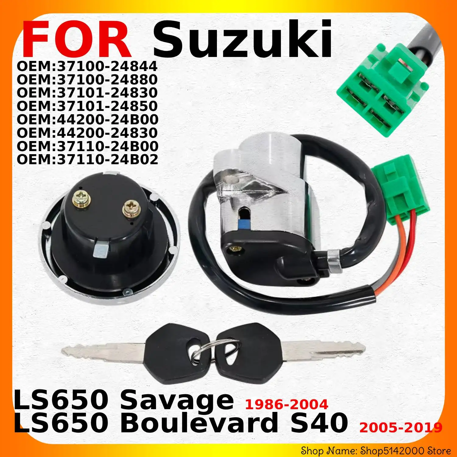 스즈키 LS650 Savage 1986-2004년식 / LS650 Boulevard S40 2005-2019년식 오토바이 키 연료 캡 키트 점화 스위치에 적합합니다.