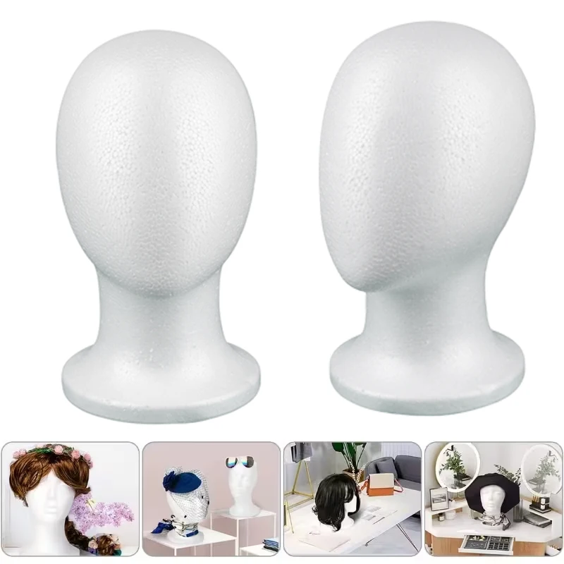 Male and Female Foam Manikin Heads for Wig Display: Styling, Hairstyle, Hats and Accessories - Suitable for Salons and Travel