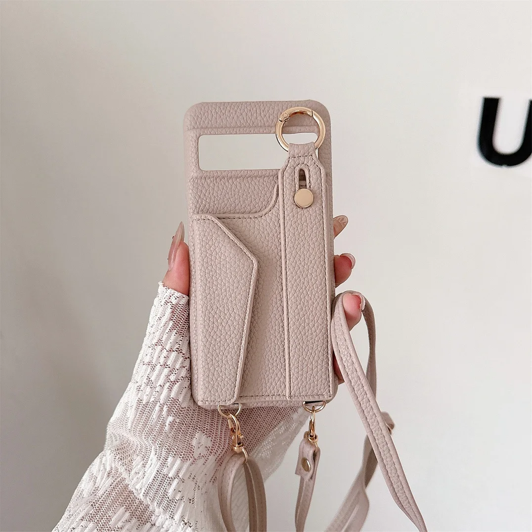 Luxury Crossbody Leather Wallet Case with Hand Strap