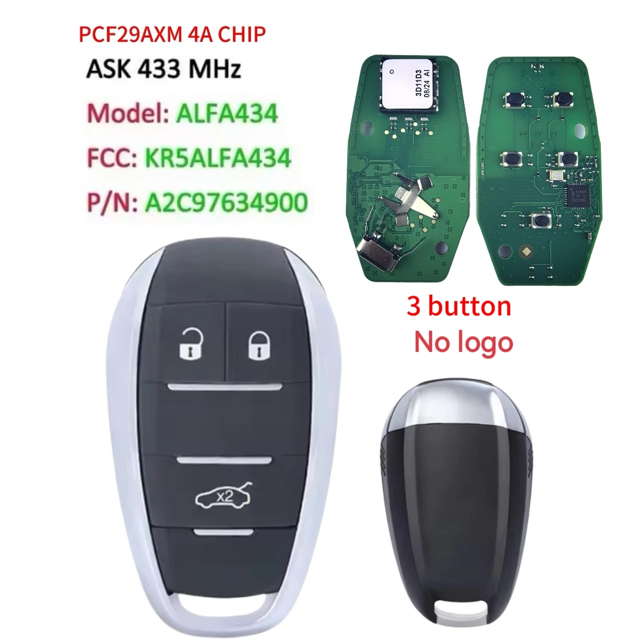 Jingxin 4A Chip A2C 97634900 ALFA434 Keyless Smart Key 433 MHz KR5ALFA434 für 2015 2017 2019 2020 Alfa Romeo Giulia Stelvio 3/5BT – Detail 8