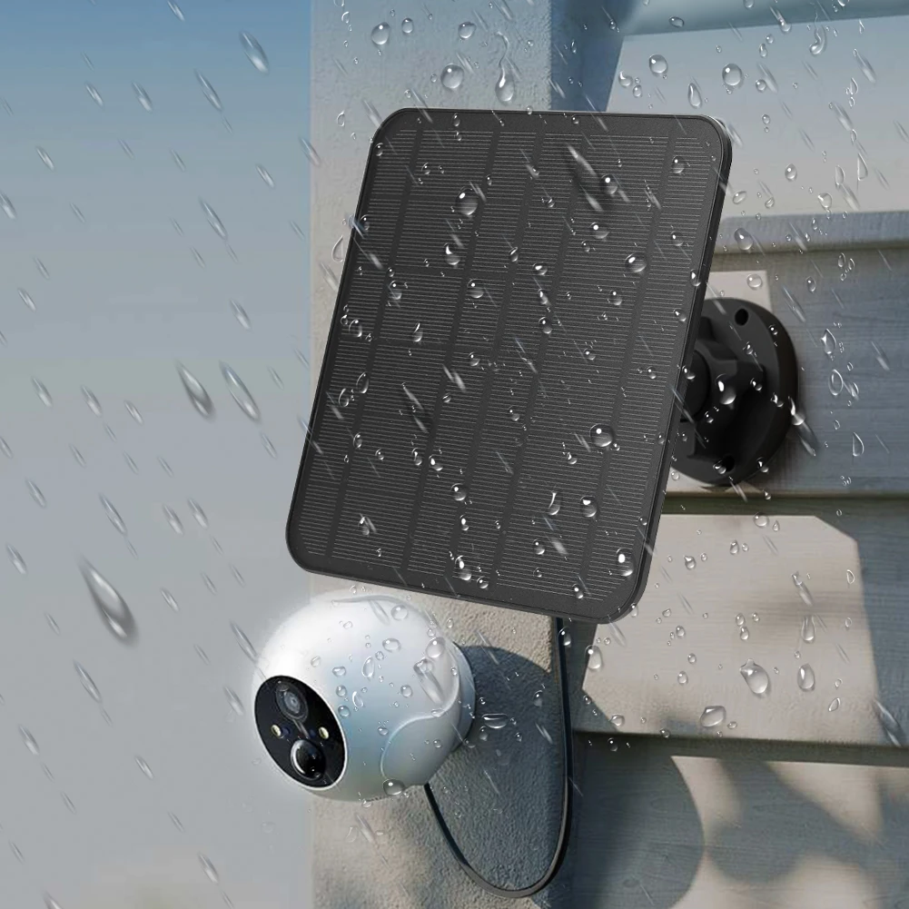 5V 30W Solar Panel Micro USB Port Solar Charging Panel IP65 9.8 Ft Charging Cable 360°Adjustable Mounting for Security Camera