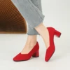 Women's High Heels Comfortable Square Knitted Breathable Comfortable Shoes (5cm High) Autumn 2025 New Collection 4