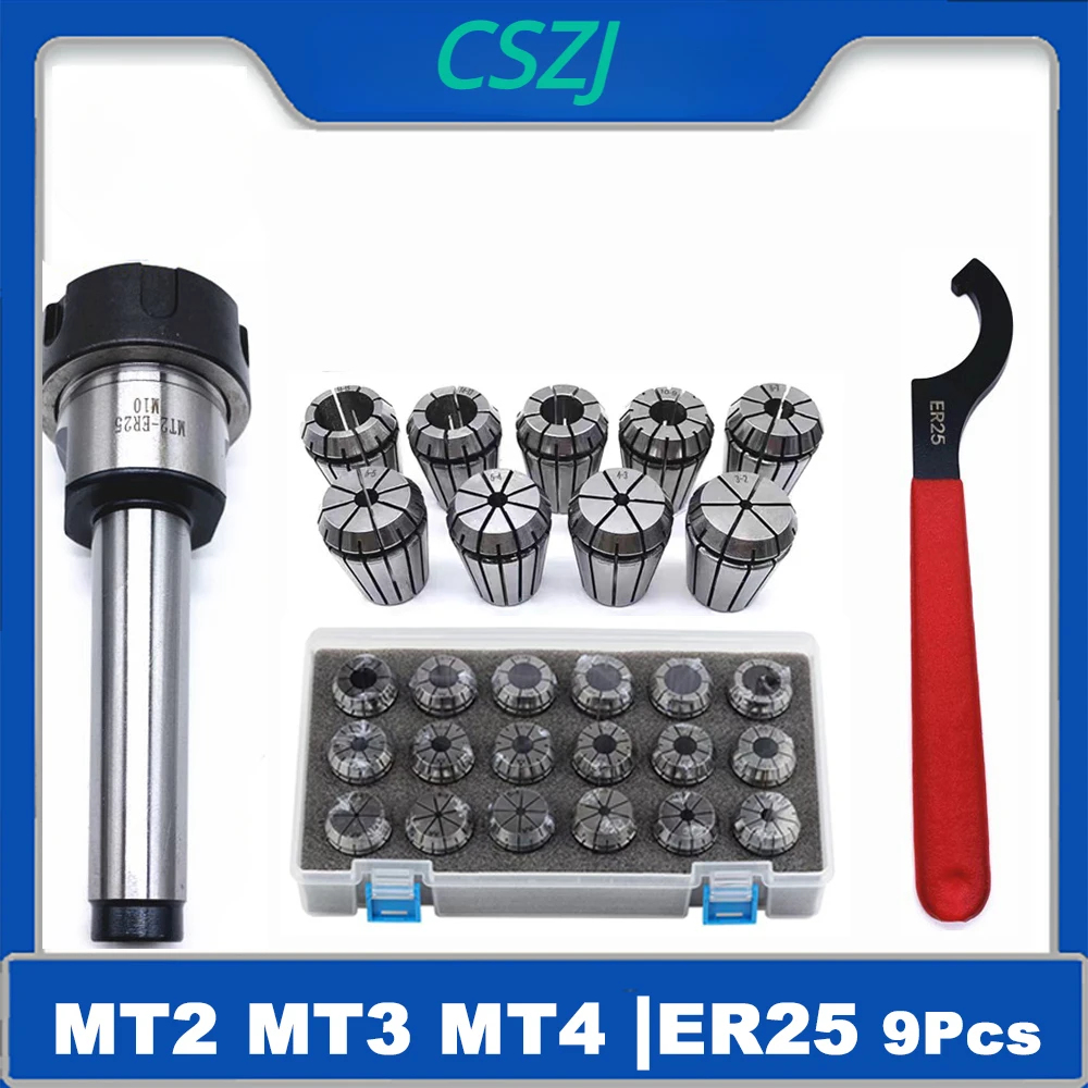 

ER25 Collect MT2 MT3 MT4 ER25 Spring Clamps 15PCS MT2 ER25 M12 ER25 Collet Chuck Morse Cone Holder MT2 MT3 MT4 ER25 collect Set