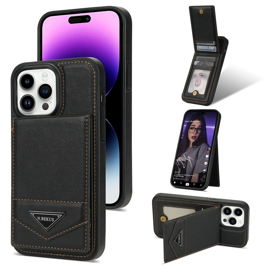 Wallet Magnetic Flip Sidestick Hardware Anti-theft Brush Leather Case For iPhone 17 Air 16e 16 Pro Max 15 Plus 14 13 12 11 XR