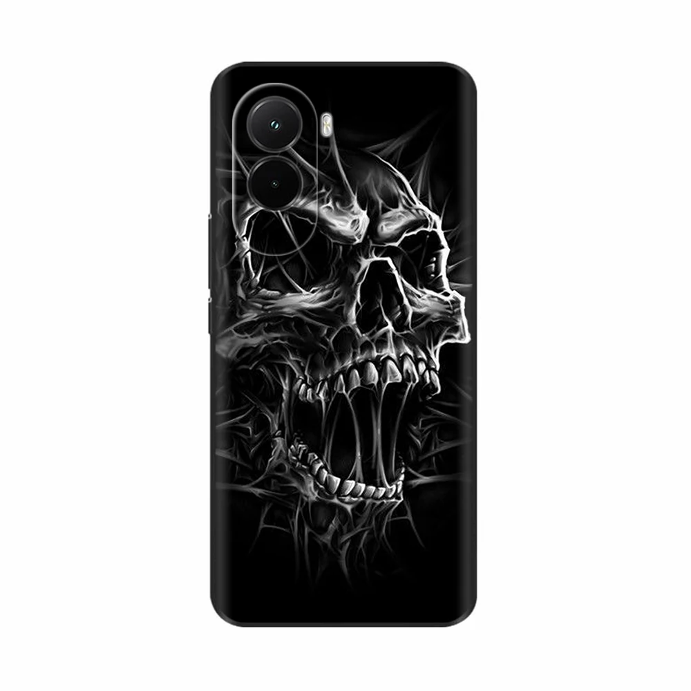 Ultra-Thin Floral Skull Painted Silicone Phone Case