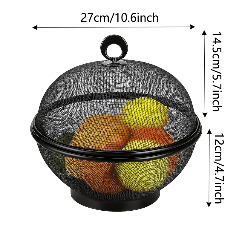 1 Stück 25 cm (10 Zoll) Obstkorb mit Fliegengitterdeckel, ideal für Küche, Esszimmer und Garten, perfekt zur Aufbewahrung von Obst und Gemüse. Ideal als Geschenk._voghion.com