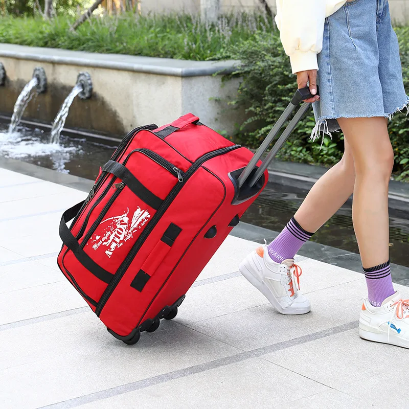 Oxford Cloth Travel Men's And Women's General Boarding Business Bag Out Waterproof Folding Luggage Bag Pull Rod