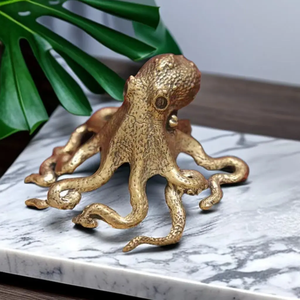 

Little Fairy/ Vintage Brass Octopus Miniature Sea Animals Figurines Home Furnishings Office Decorations Crafts Accessories Gifts