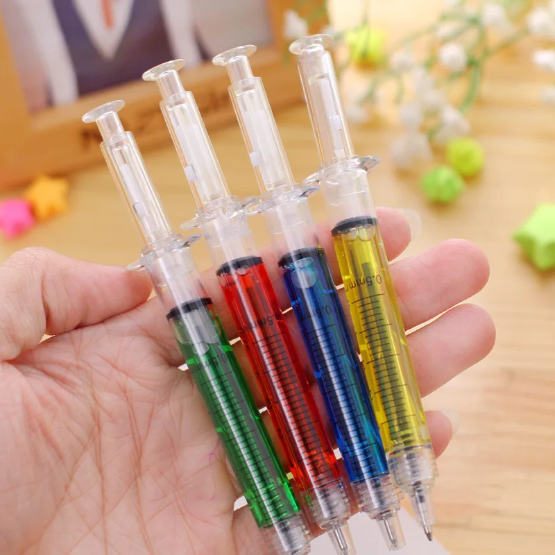 Syringe Pens 12Pcs Syringe Pens Retractable Fun Multi Color Novelty Pen for Nurses Writes in Black Ink Nursing Student School Supplies