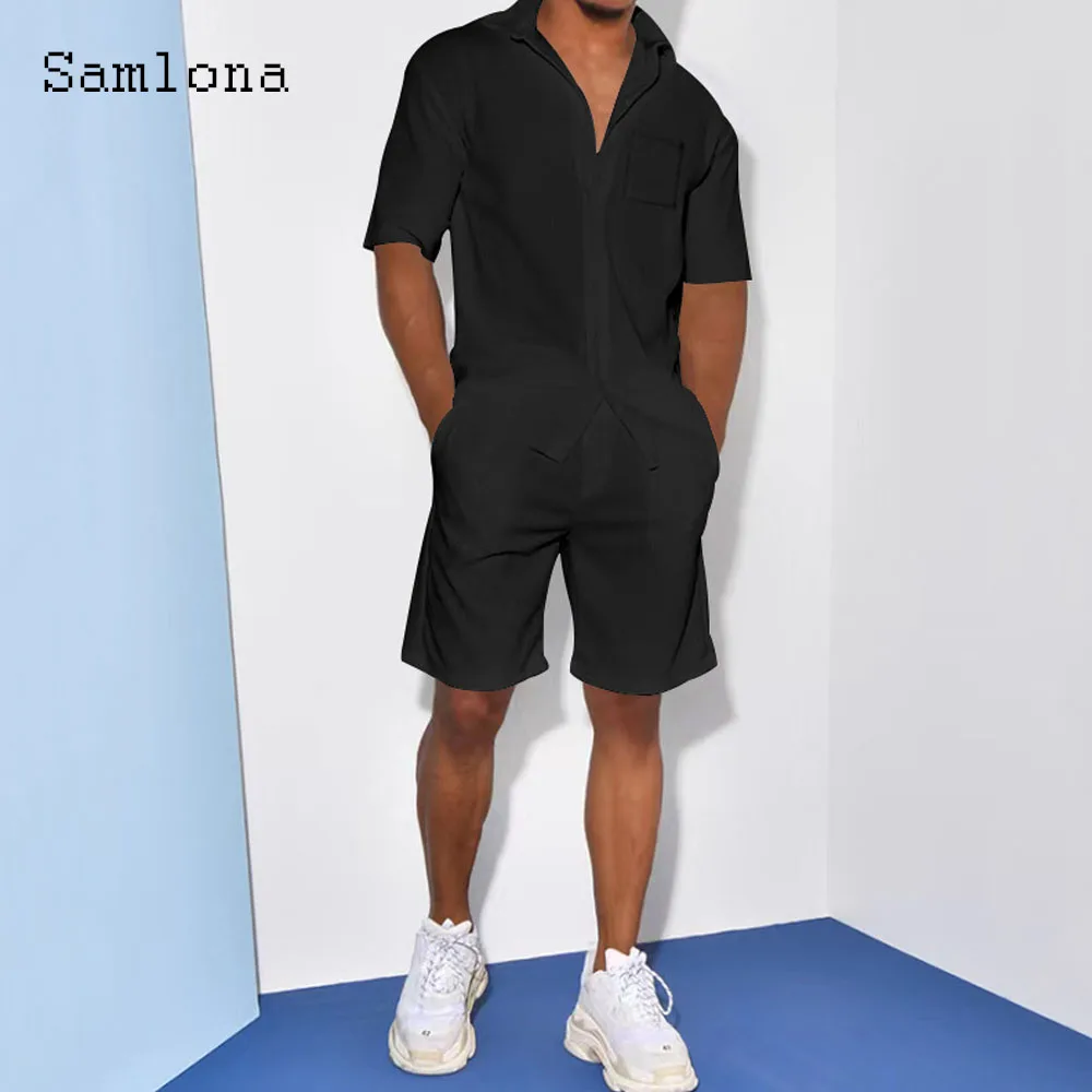 Plus Size 3xl Mens Casual Linen Two Piece Sets 2024 Single Breasted Tops Blouse and White Shorts Suit Male Beach Tracksuits Set 6