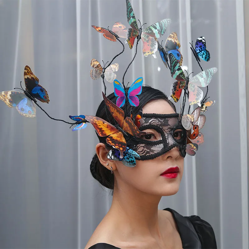 

Mask Club Party Show Masquerade Dance Performance Halloween Masked Singer Stage Accessories Exaggerated Butterfly Jewelry